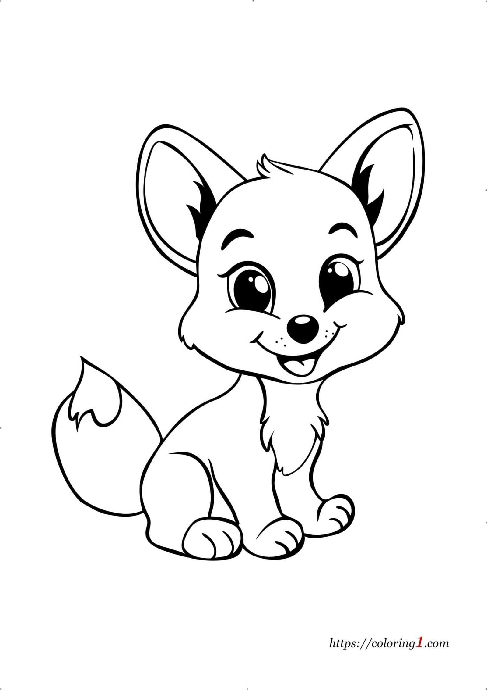 Baby Fox free printable coloring page