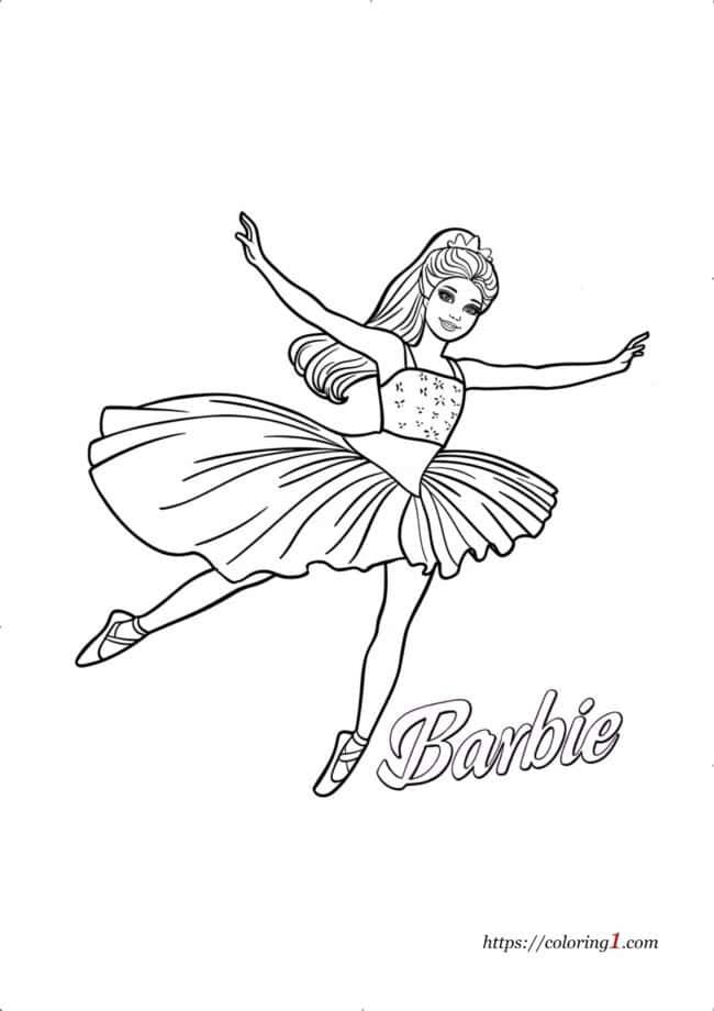 Barbie Ballerina coloring page for kids