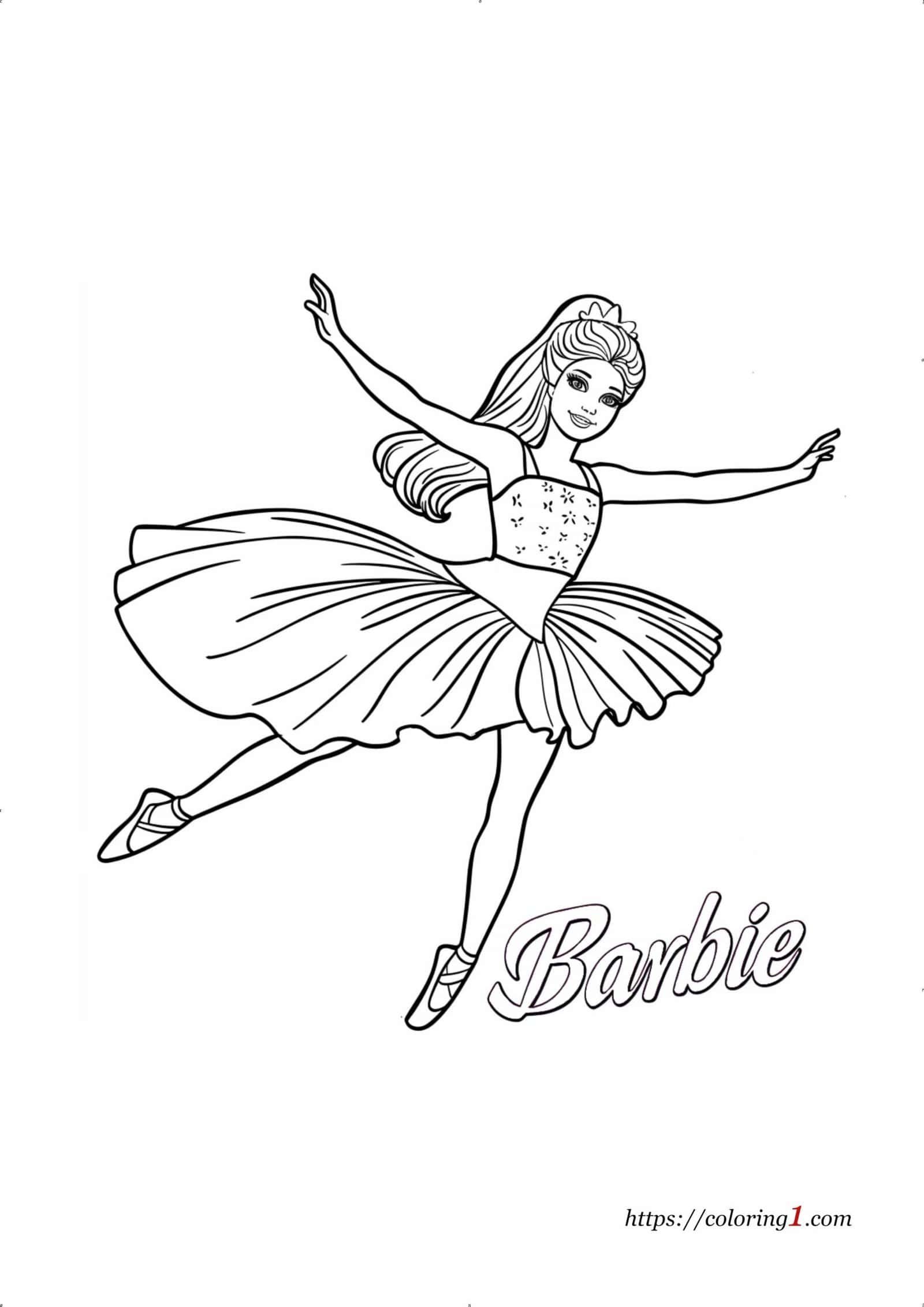 Barbie Ballerina coloring page for kids