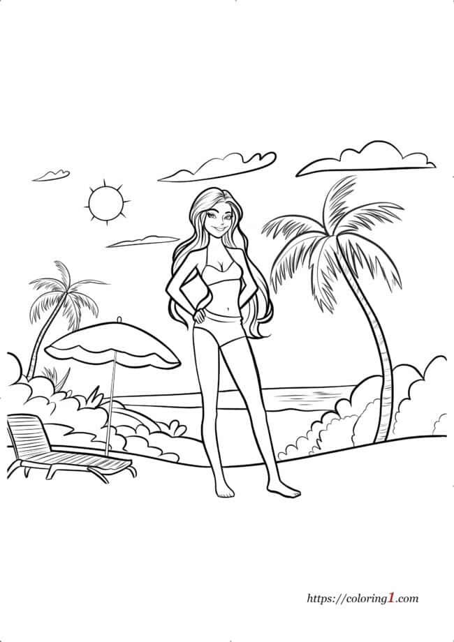 Barbie Beach coloriage gratuit à imprimer