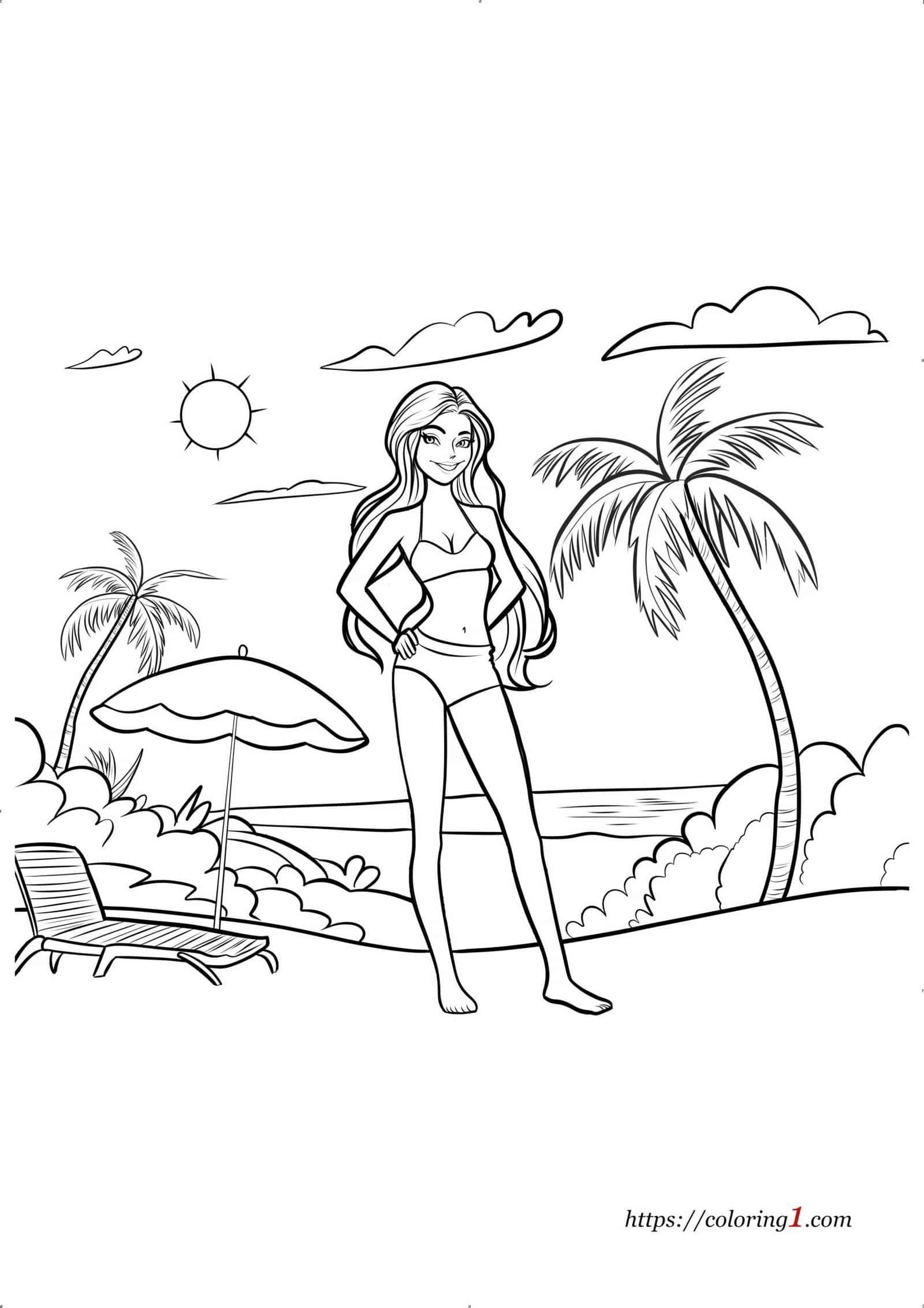 Barbie Beach free coloring page to print