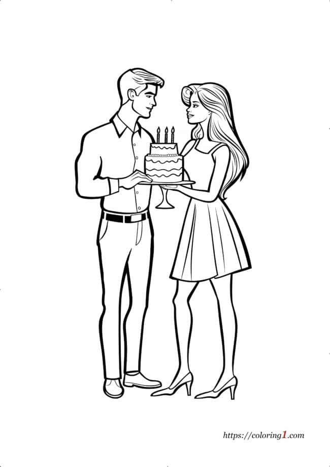 Barbie Birthday coloring page