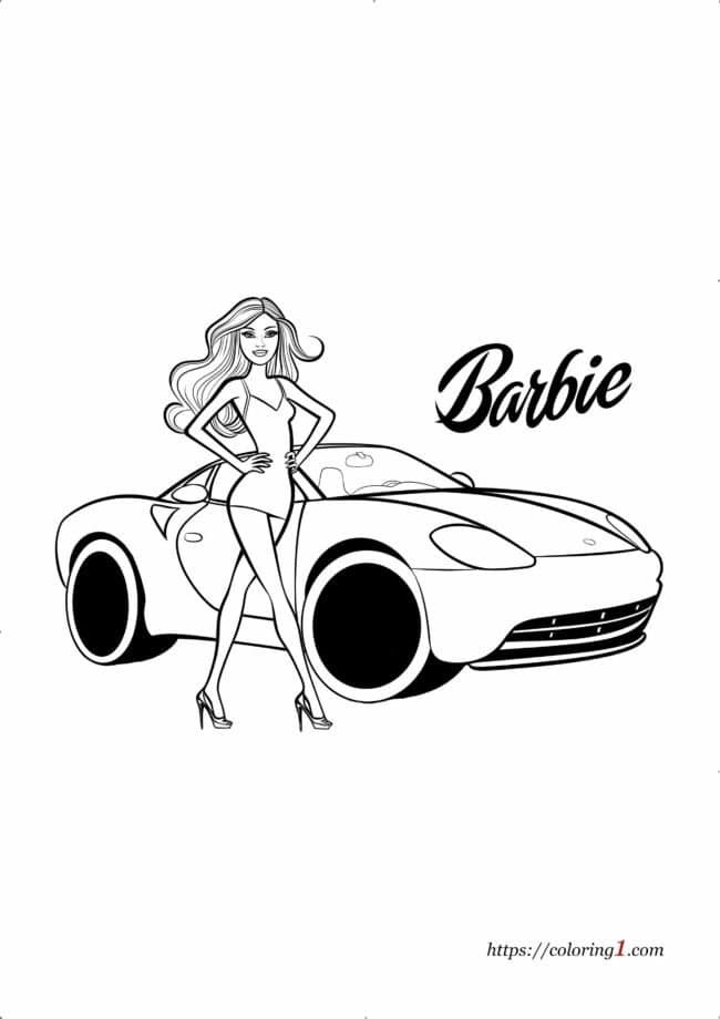 Barbie Car coloriage gratuit et imprimable