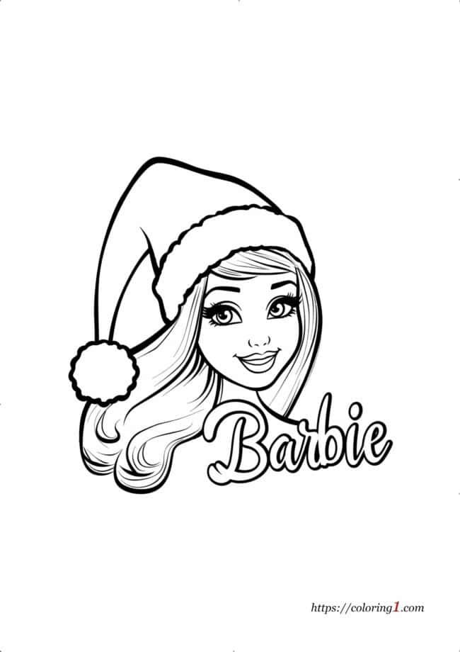 Barbie Christmas coloring page for kids to print