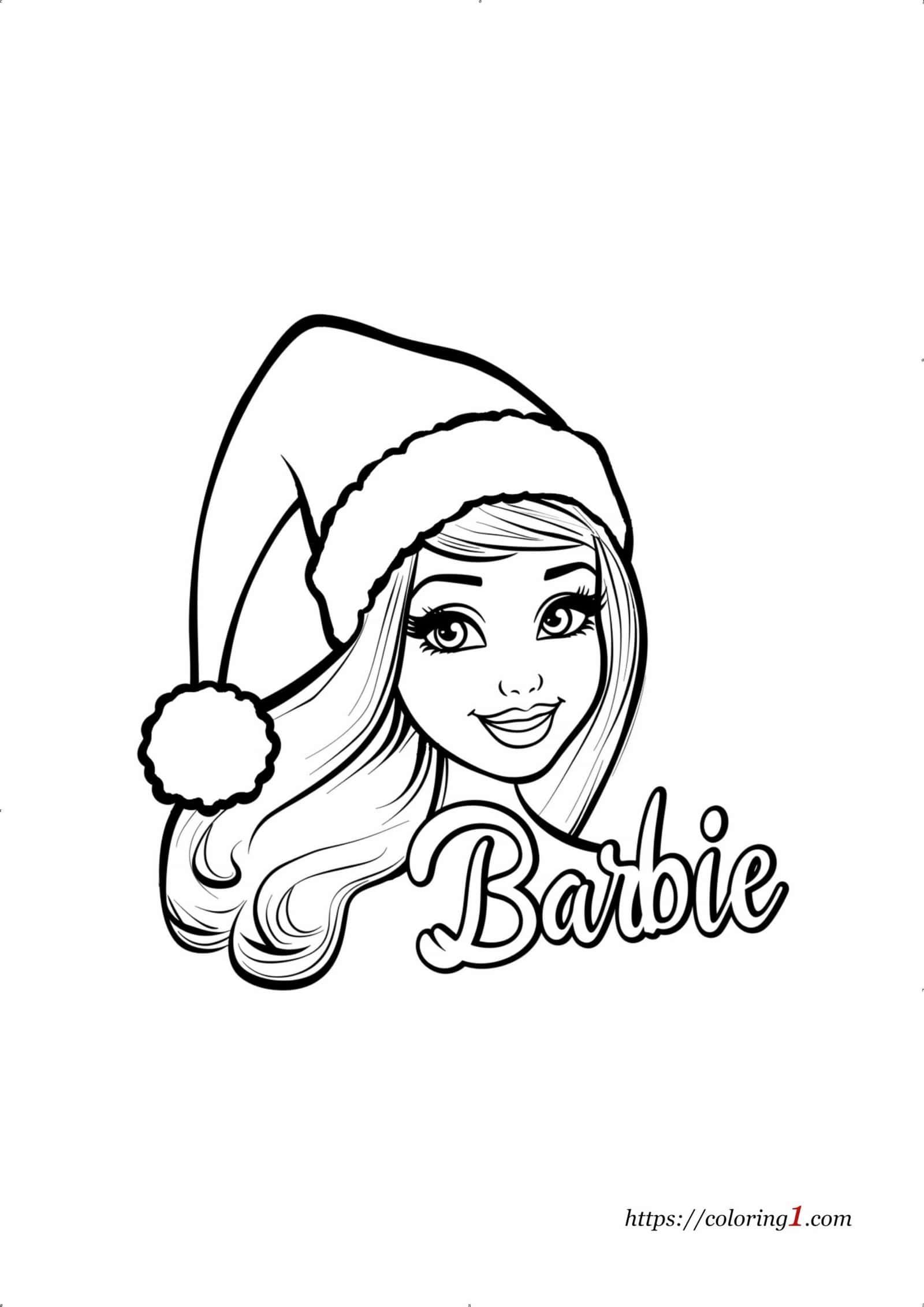 Barbie Christmas coloring page for kids to print