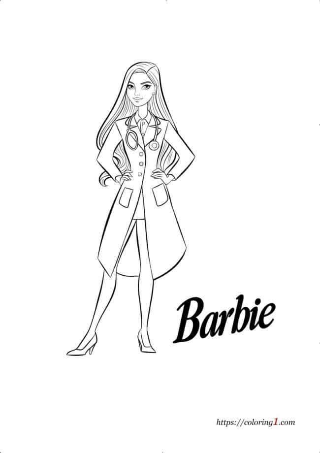 Barbie Doctor coloring page for girls and boys