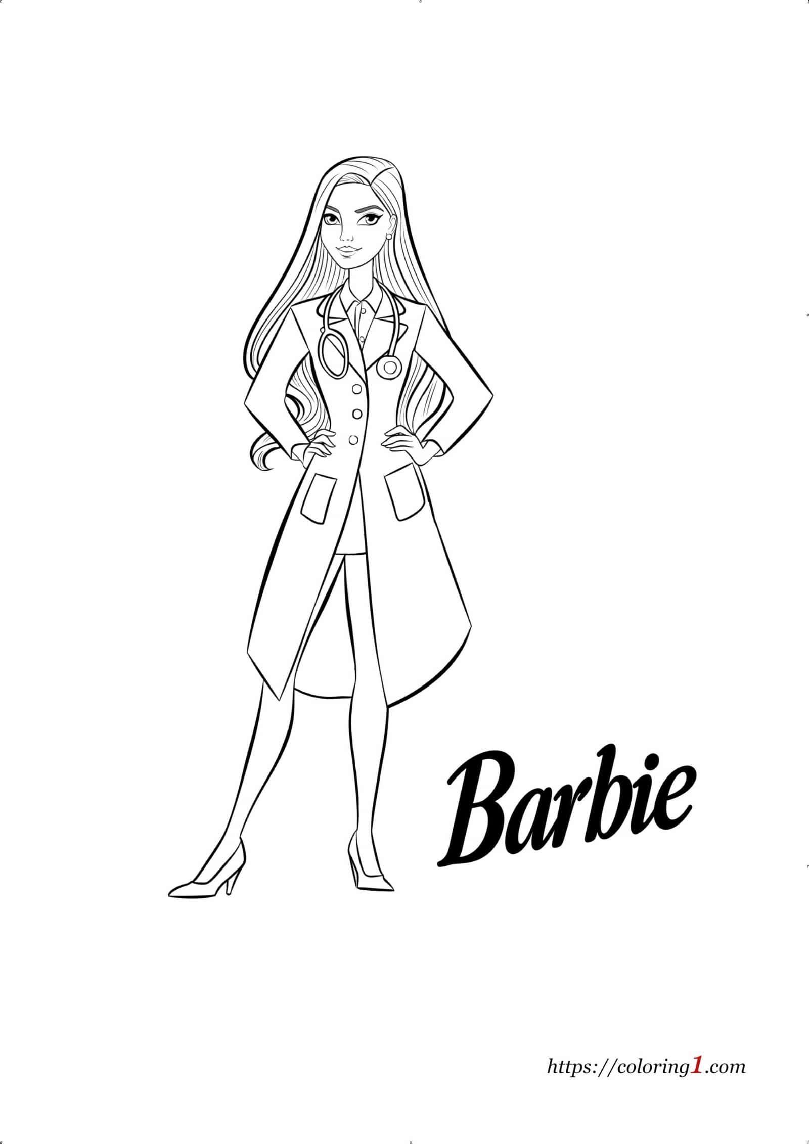 Barbie Doctor coloring page for girls and boys