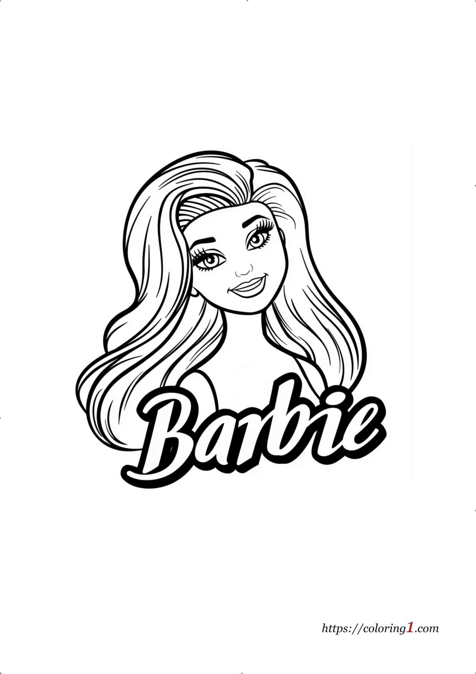 Coloriage de la tête de la poupée Barbie à imprimer