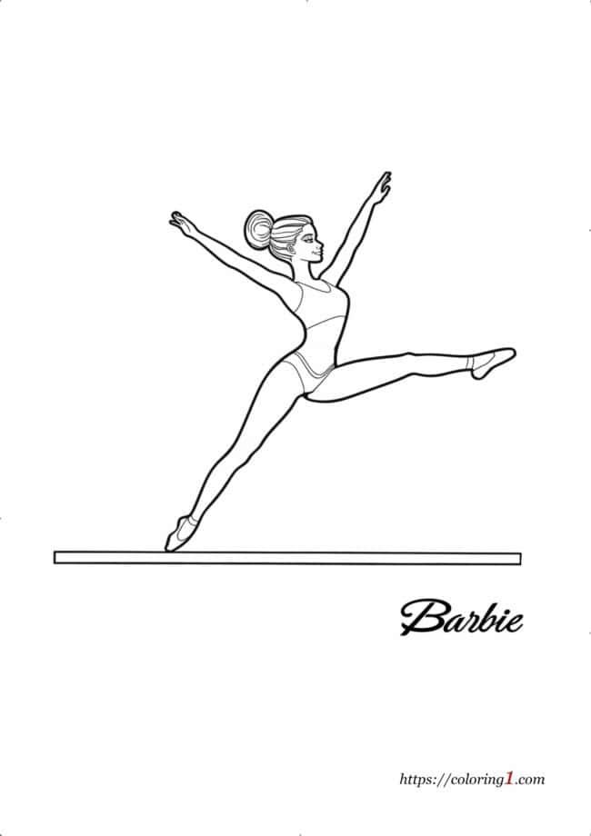 Barbie Gymnastics coloring page to print