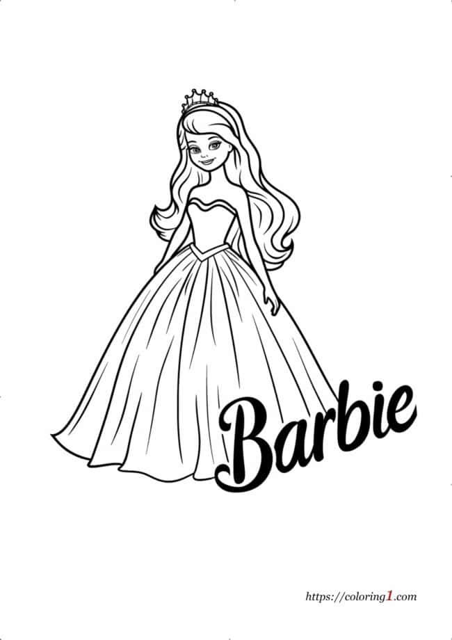 Coloriage de la princesse Barbie à imprimer pour les filles