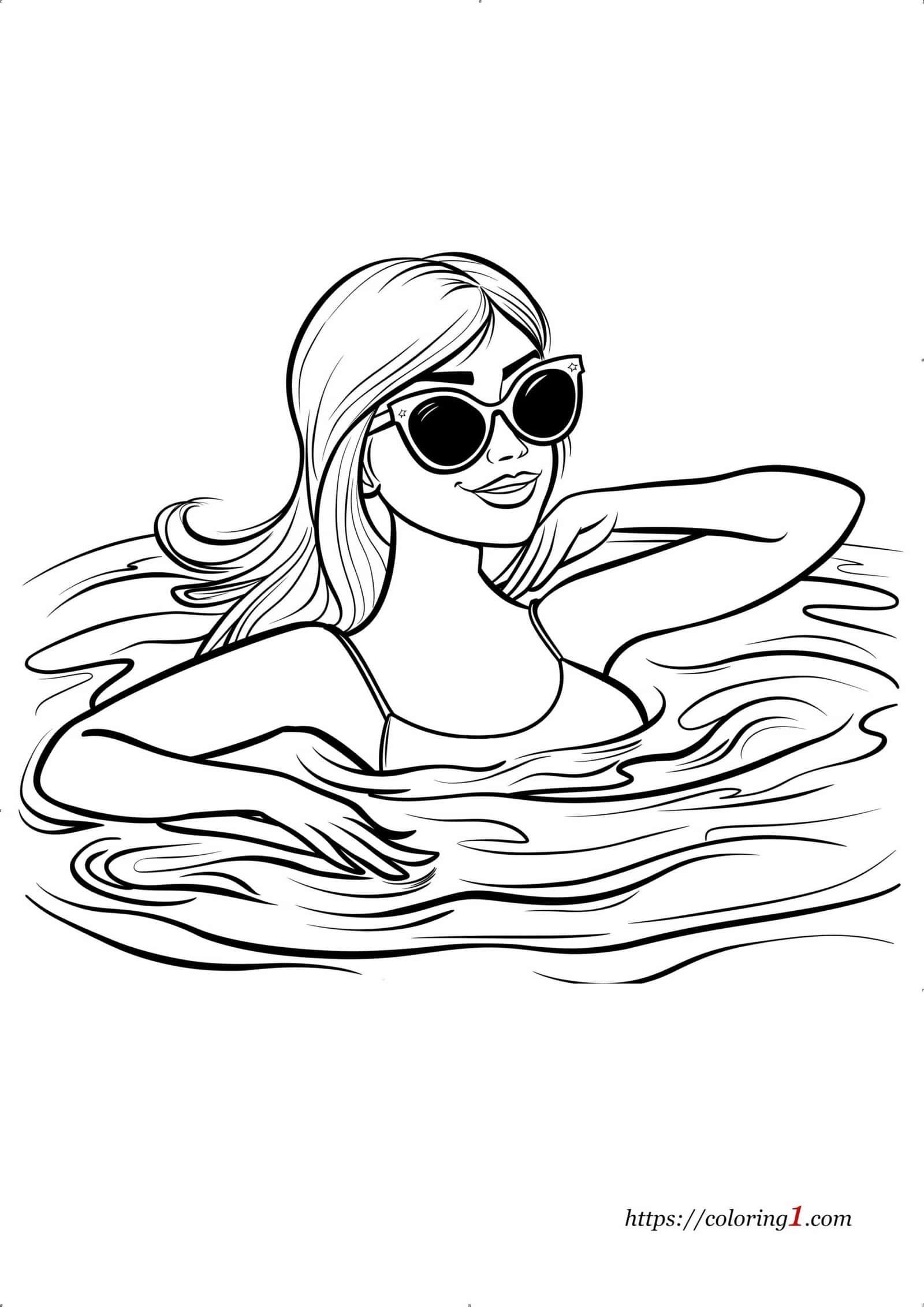 Barbie Natation page de coloriage gratuite