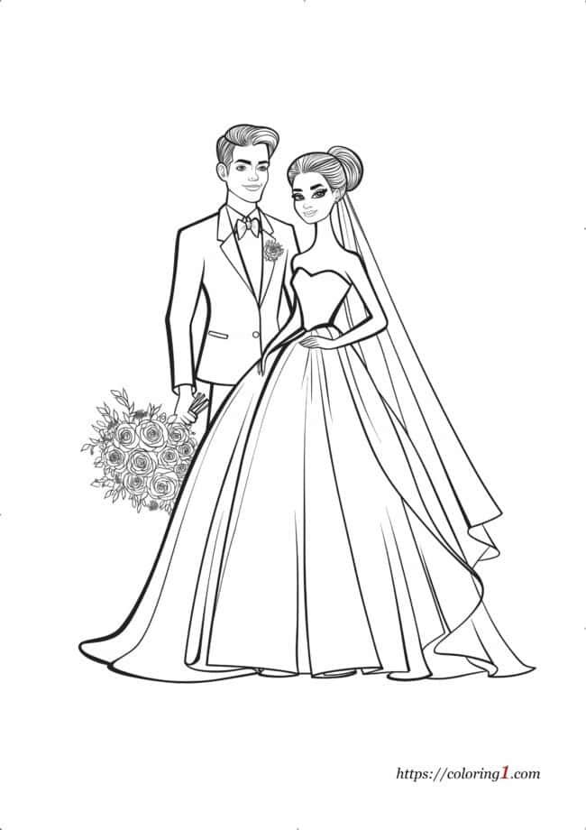 Coloriage de Barbie Weddings à imprimer