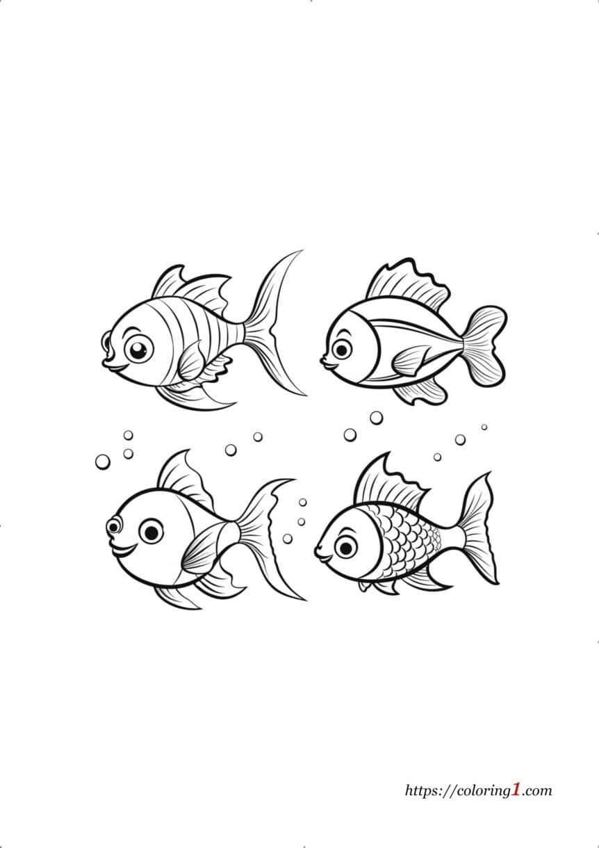 Cartoon Fish - Free Coloring Sheet