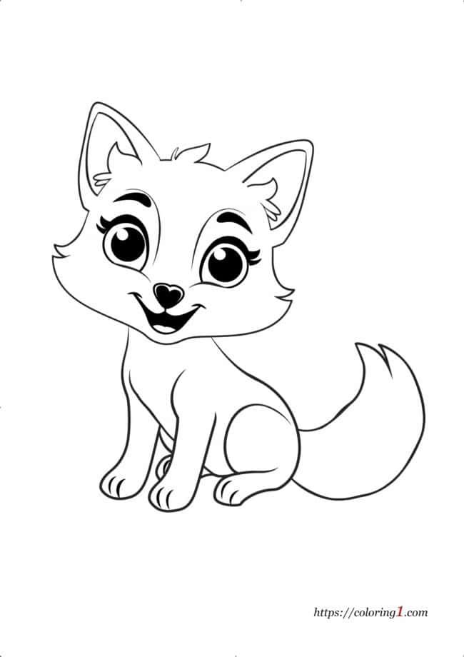 Cute Fox coloring page for kids