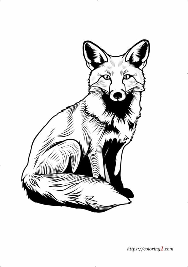 Detailed Fox coloring page for adults