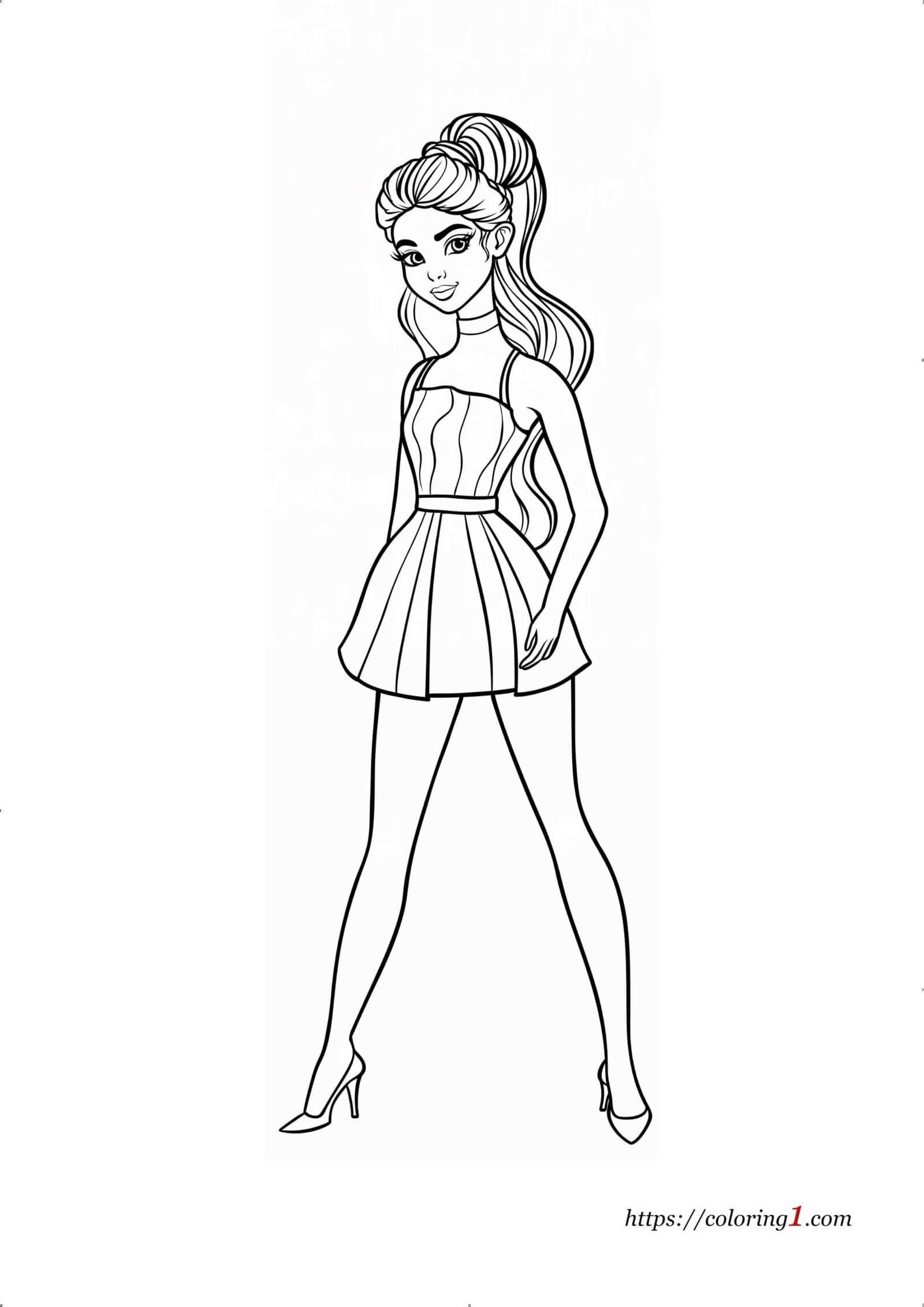 Easy Barbie coloring page for girls