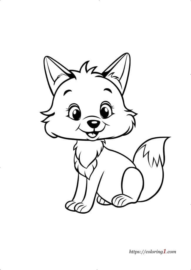 Easy Fox coloring page for kids