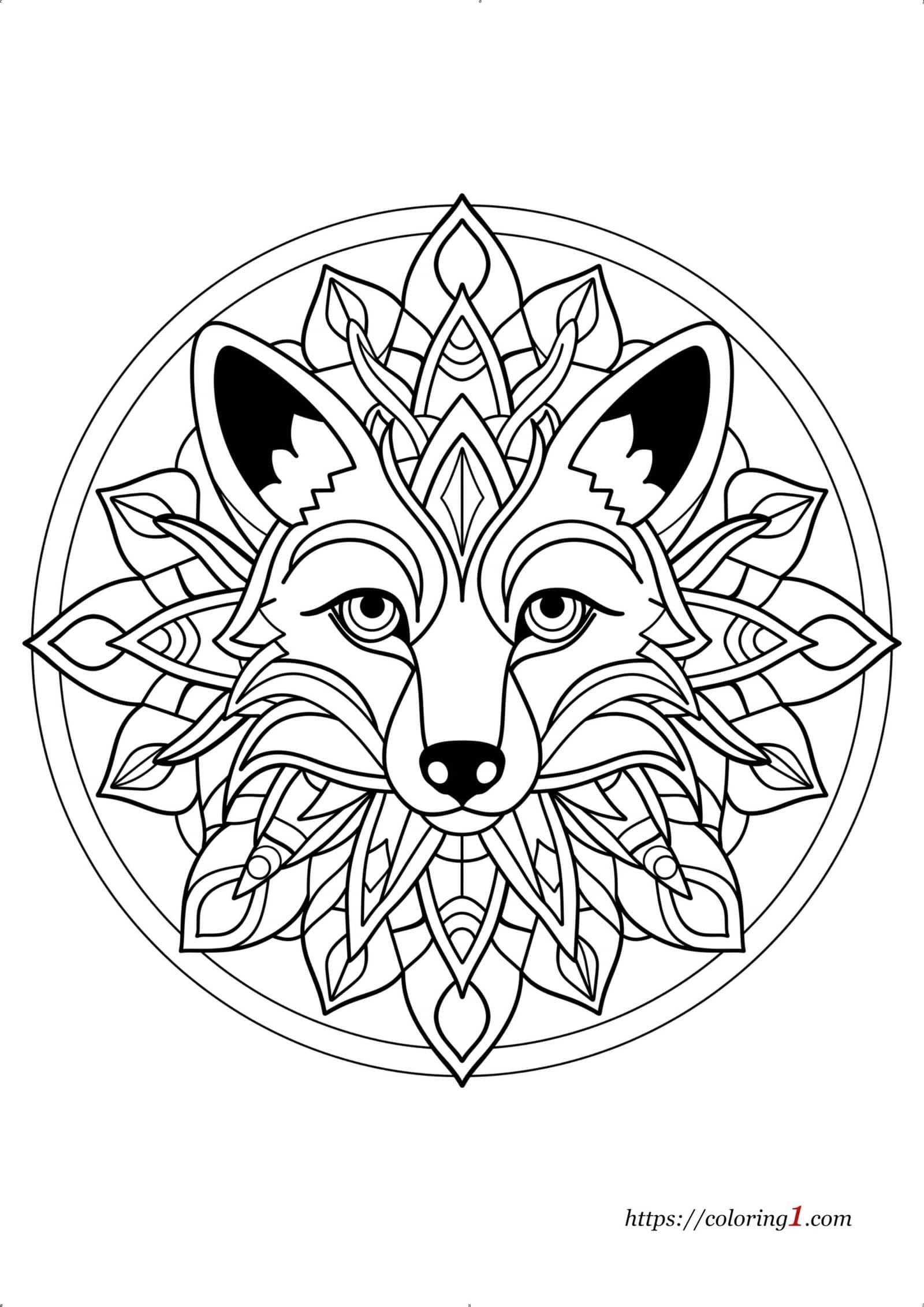 Easy Fox Mandala coloring page to print