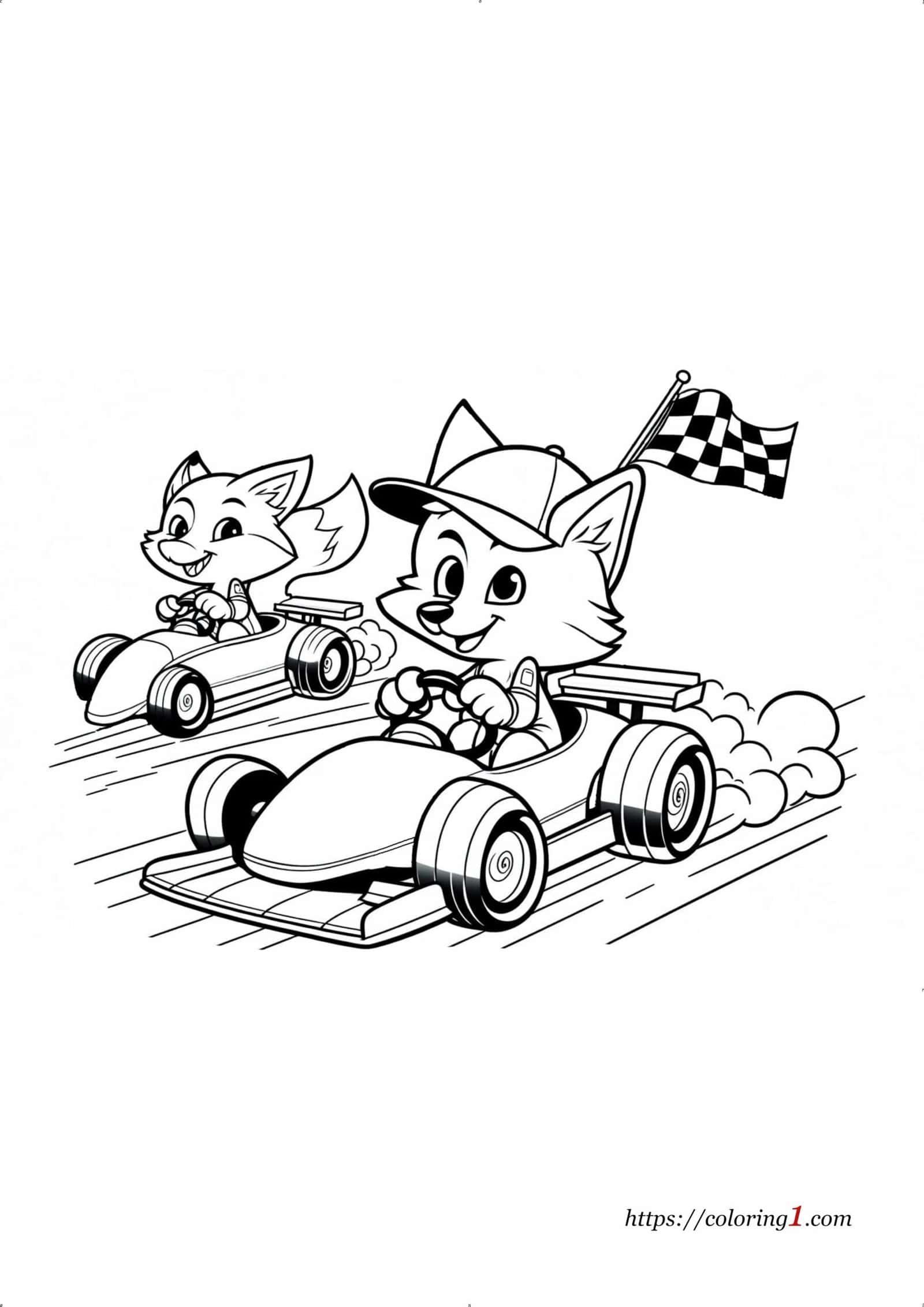 Fox Race coloring page for kids