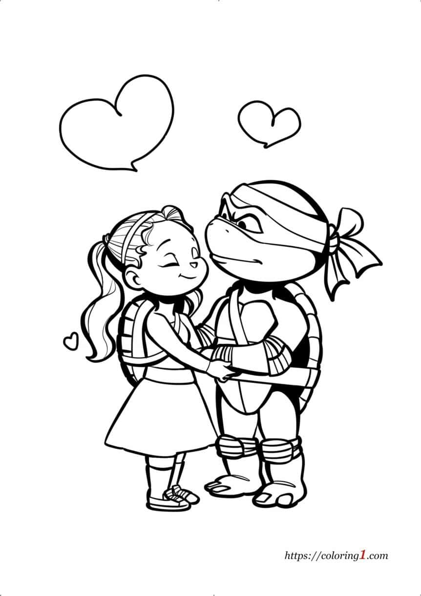Ninja Turtle Valentine Day Coloring Page - Free Coloring Sheet (2024)