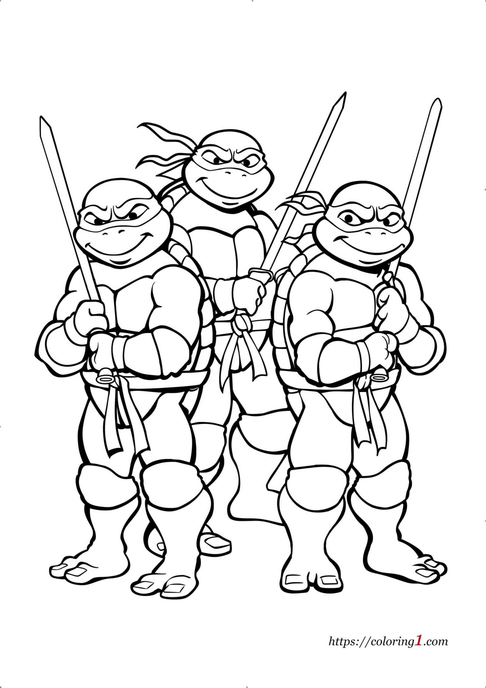 Ninja Turtles free coloring page black and white