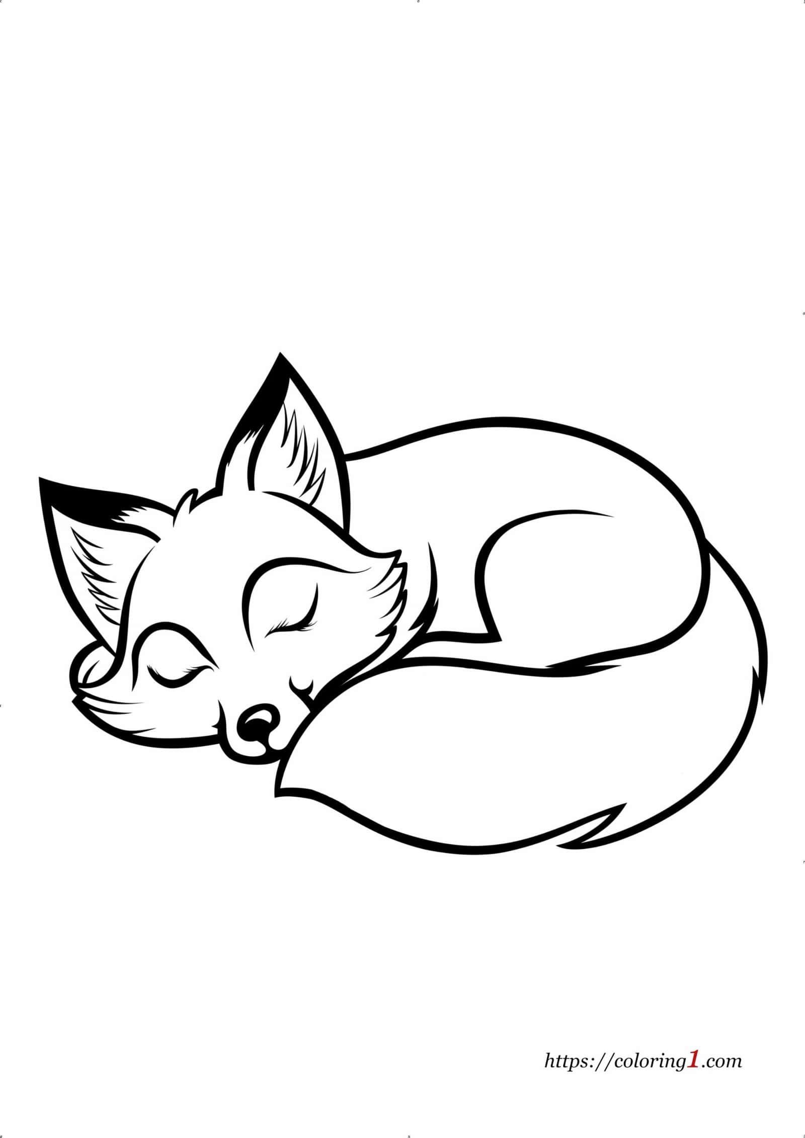 Sleeping Fox coloring page for children