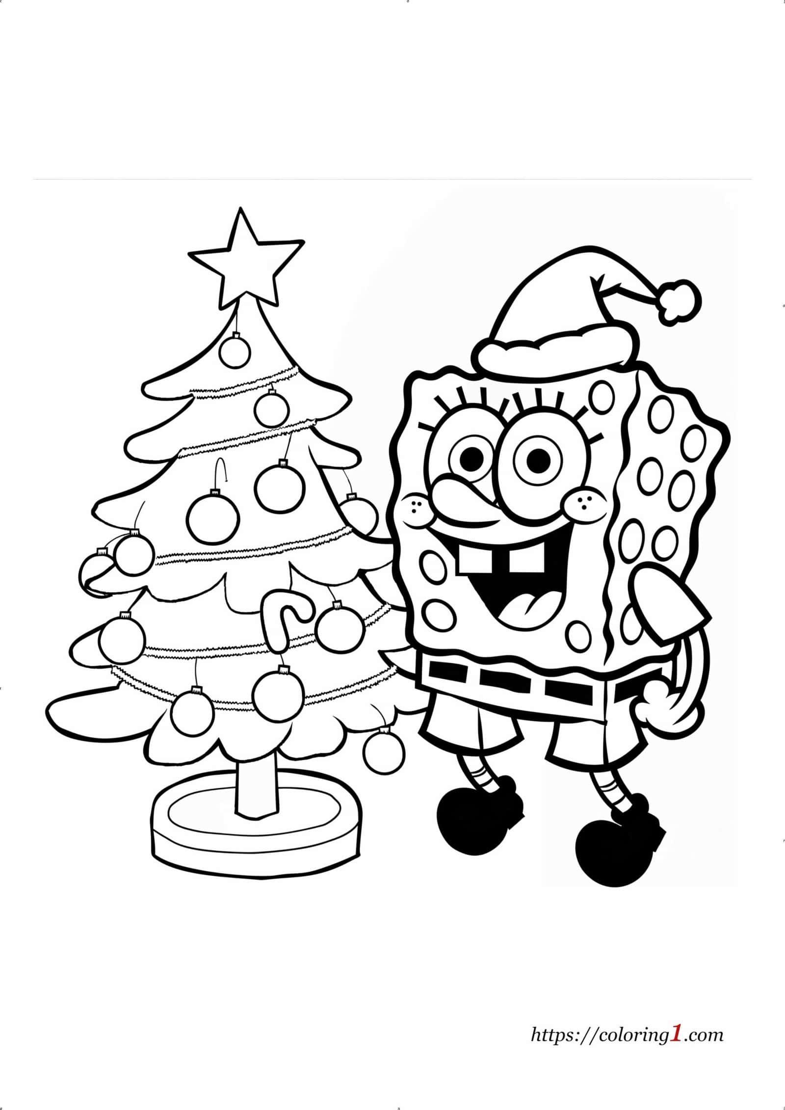 L'arbre de Noël de Bob l'éponge à coloriage pour les enfants