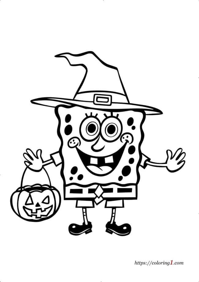 Coloriage de Bob l&#039;éponge pour l&#039;Halloween