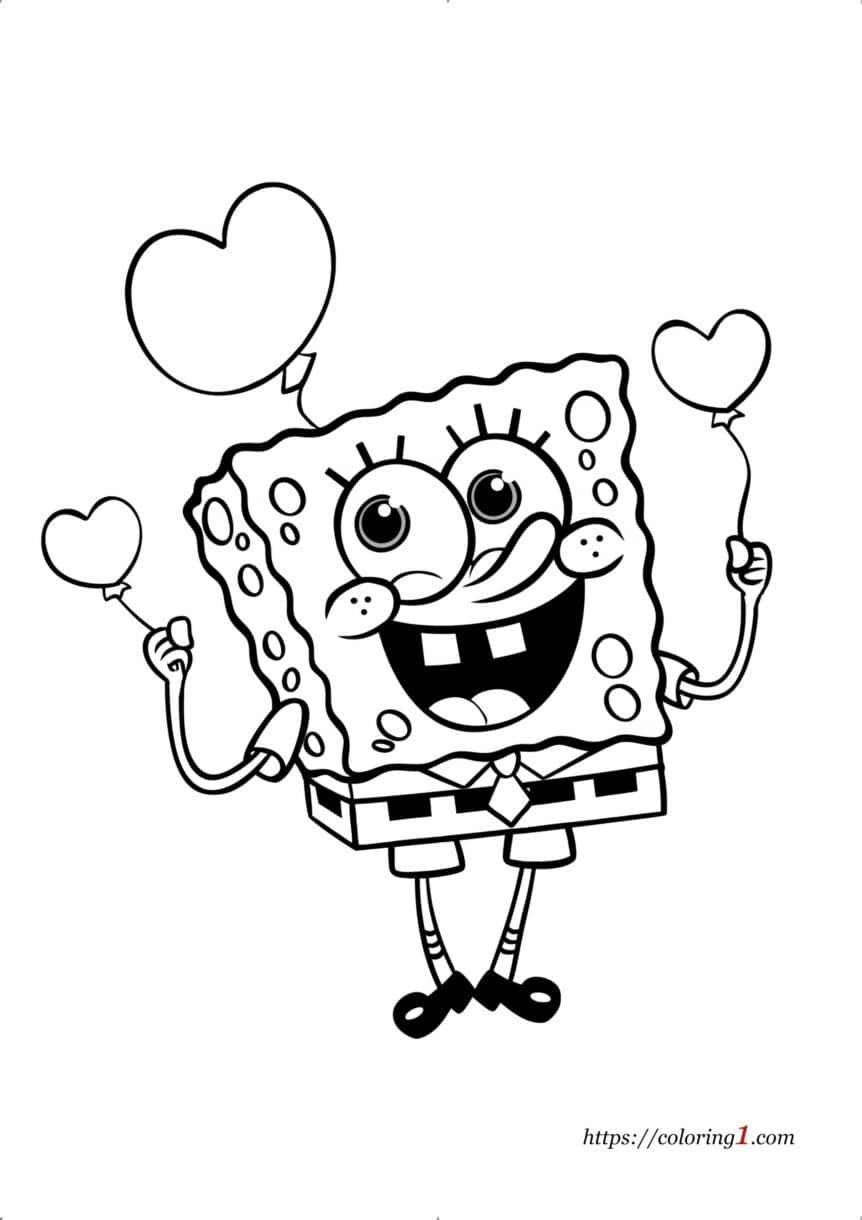 SpongeBob Valentine Coloring Page - Free Coloring Sheet (2024)