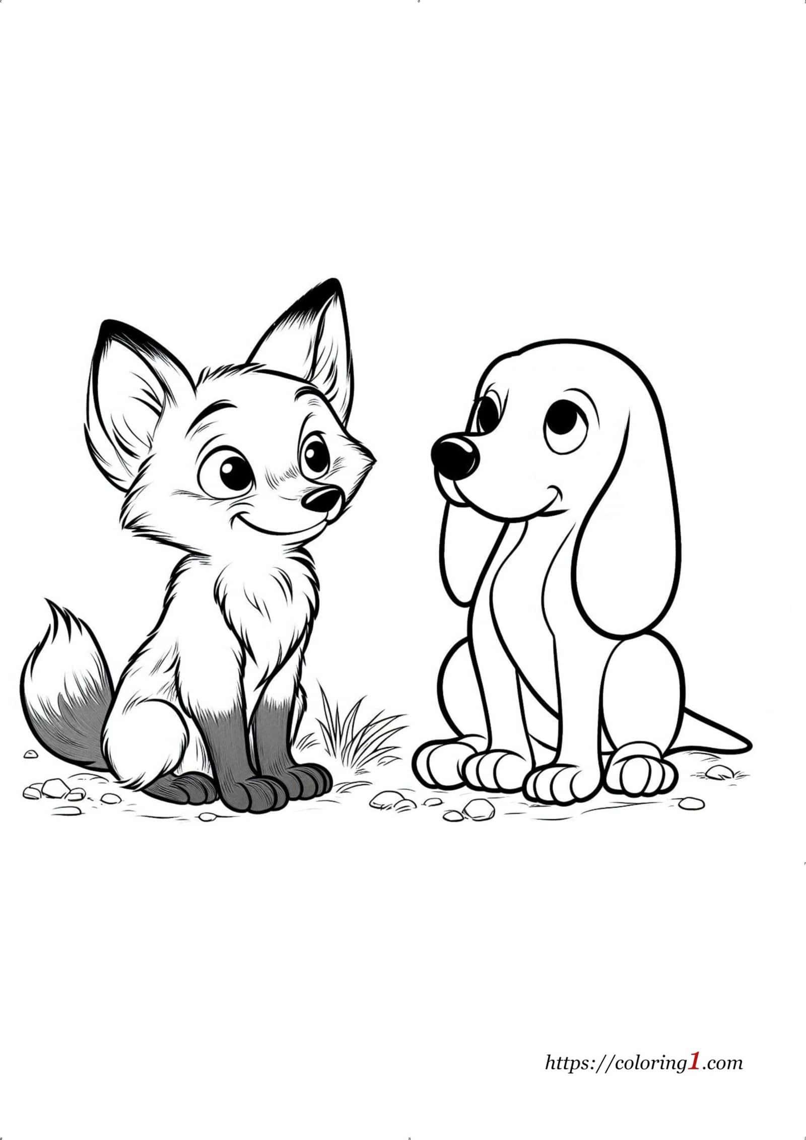 Renard et le Chien coloriage à imprimer