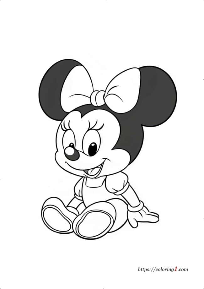 Baby Minnie Mouse gratis kleurplaat voor jongens en meisjes