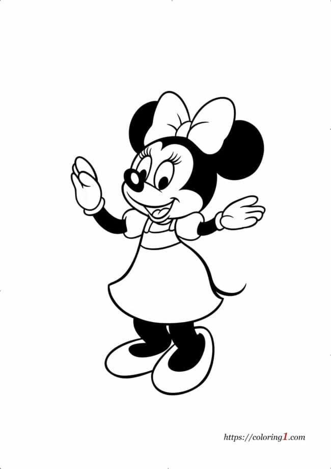 Schattige Minnie Mouse kleurboekpagina voor kinderen