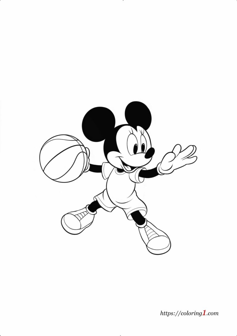 Mickey Mouse Playing Basketball Free Coloring Sheet mickey-mouse-playing-basketball-free-coloring-sheet