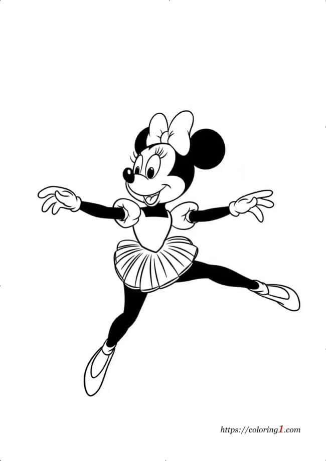 Minnie Mouse Ballerina gratis kleurplaat om af te drukken