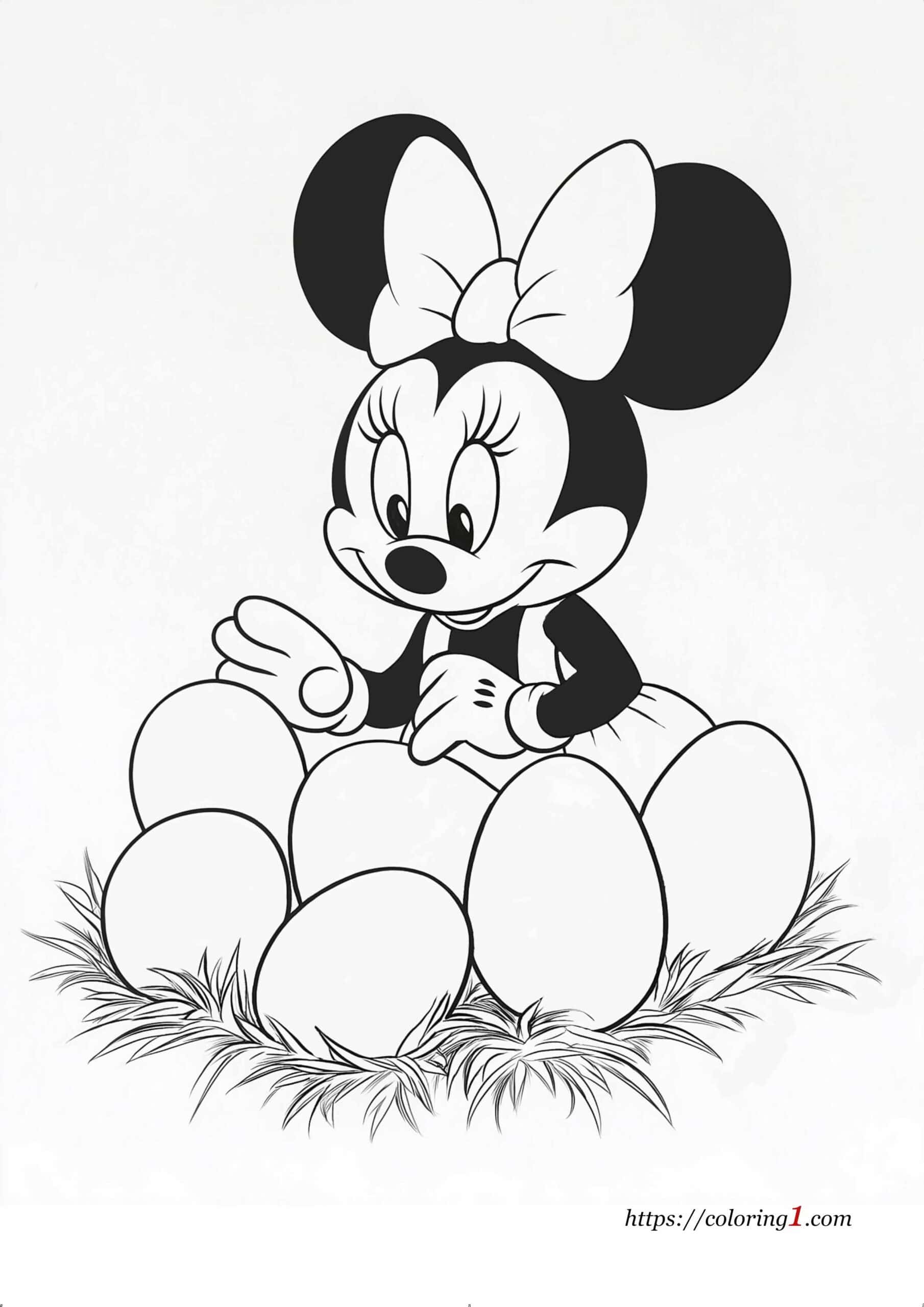 Minnie Mouse paaseieren kleurplaat voor kinderen
