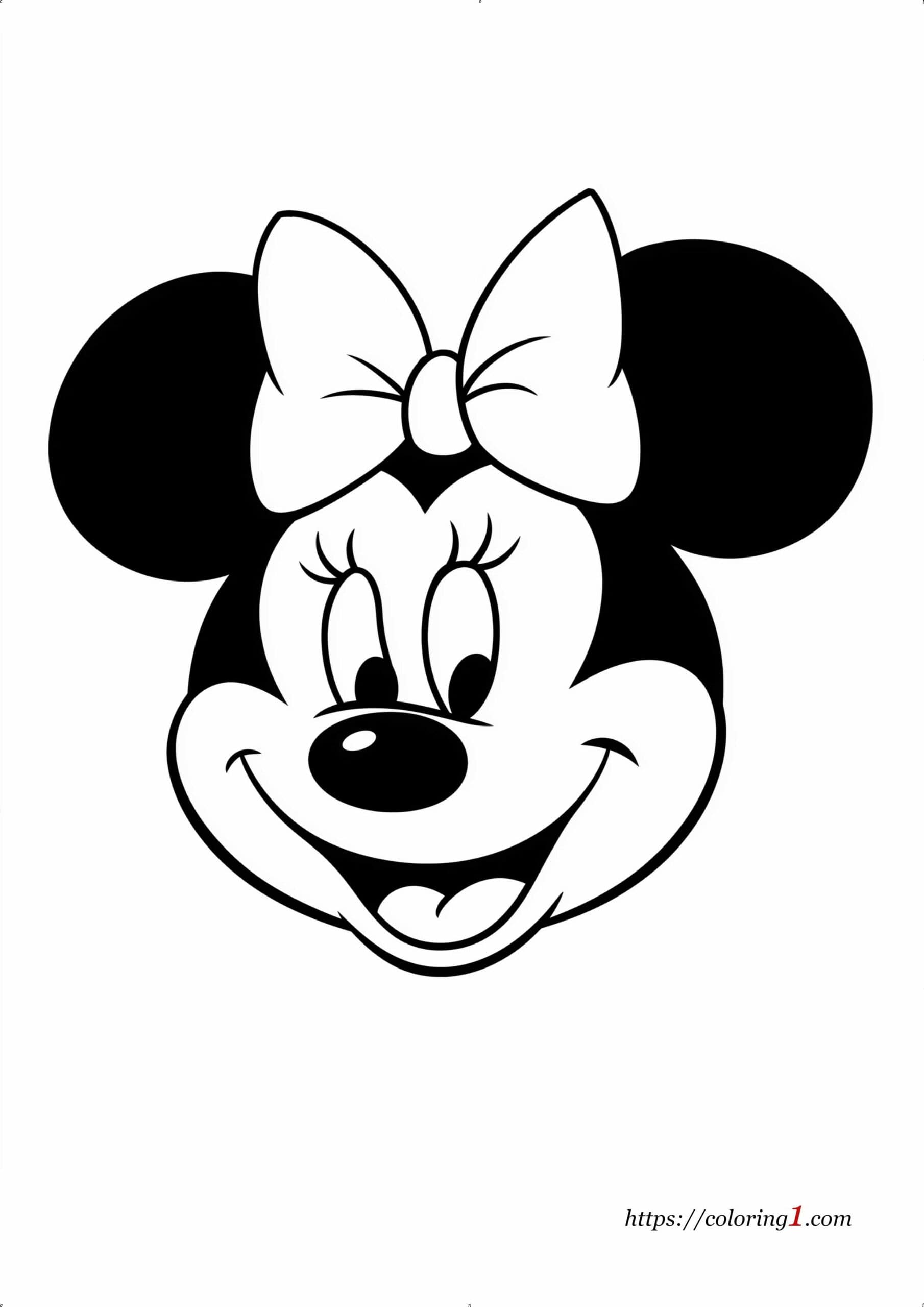 Minnie Mouse Gezicht makkelijke kleurplaat