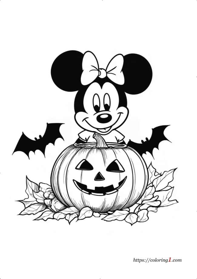 Minnie Mouse Halloween gratis afdrukbaar kleurplaat