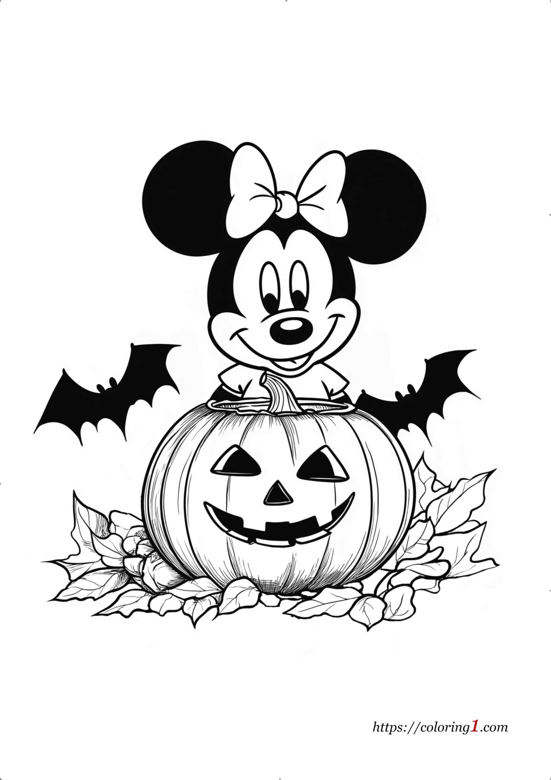 Minnie Mouse Halloween gratis afdrukbaar kleurplaat