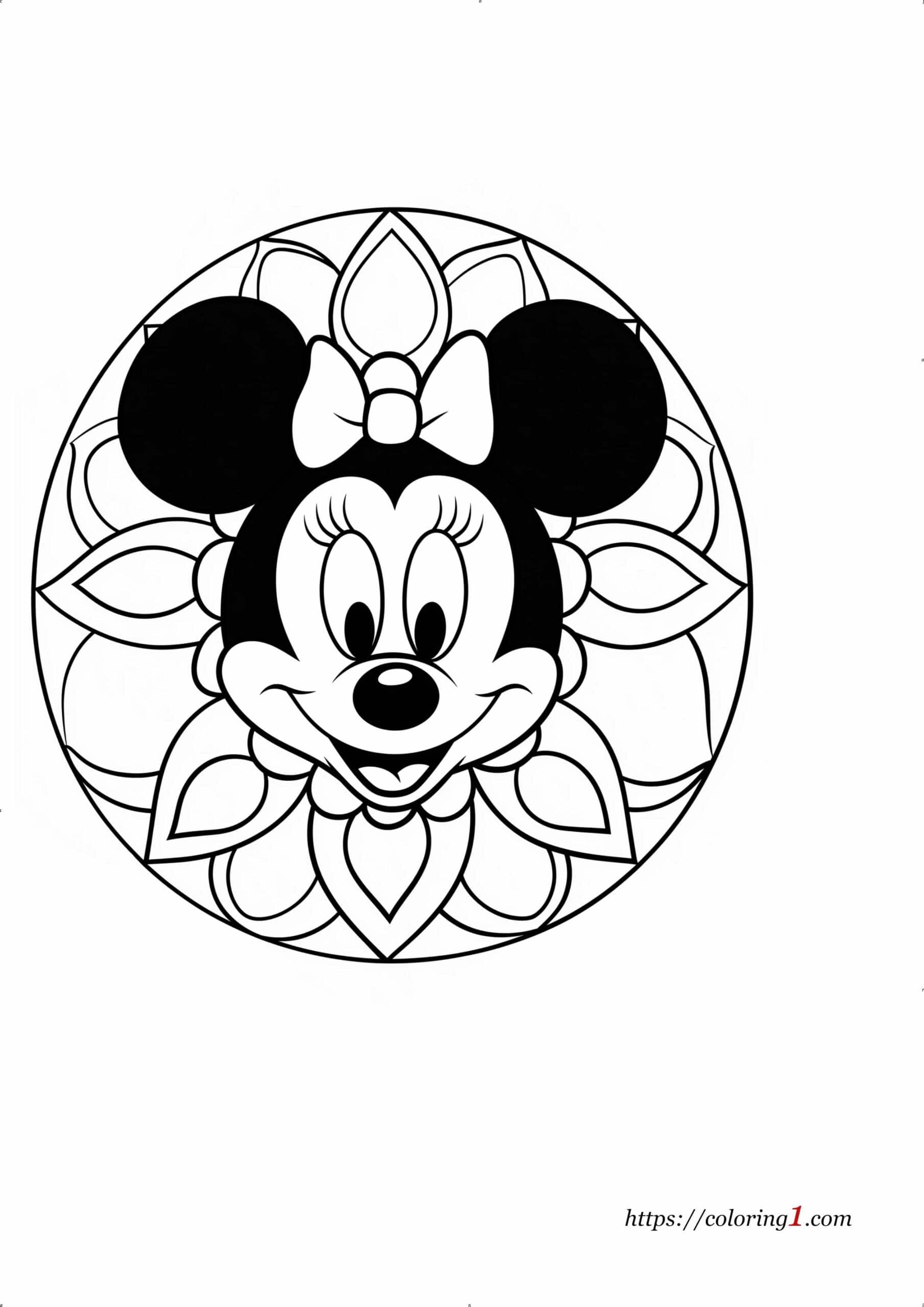Minnie Mouse Mandala gratis kleurplaat voor kinderen en volwassenen