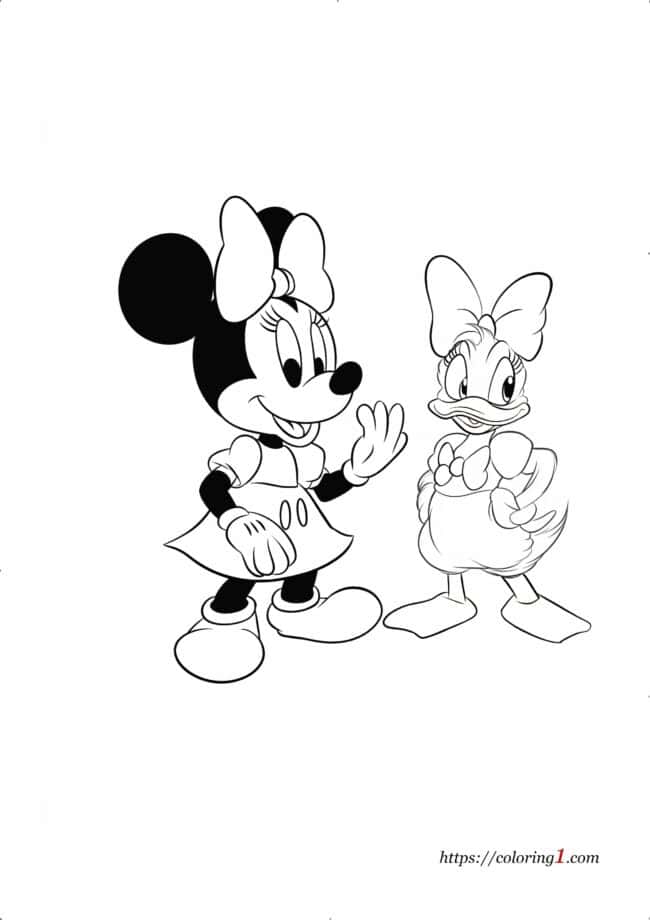 Minnie Mouse en Daisy kleurplaat voor meisjes en jongens