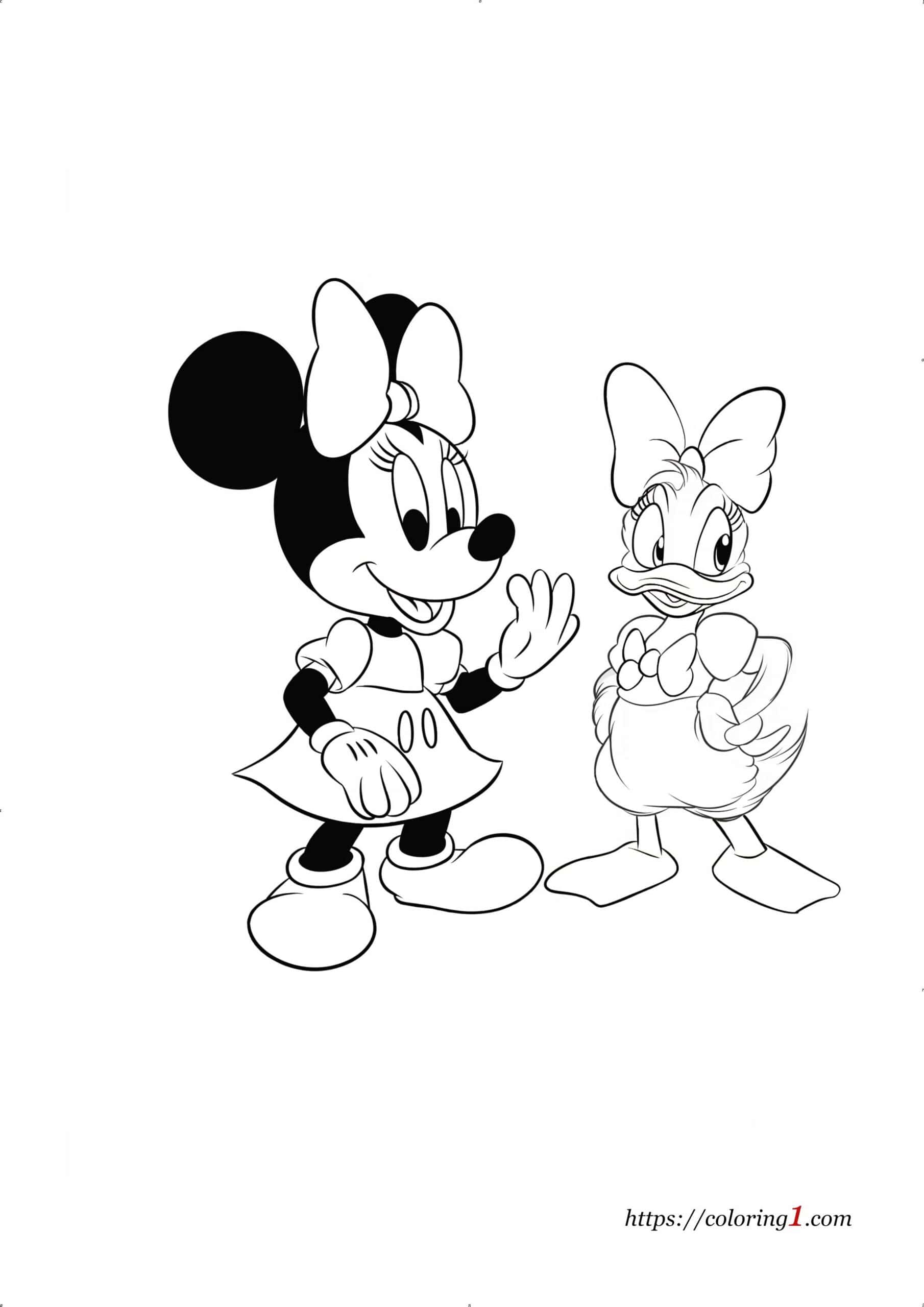 Minnie Mouse en Daisy kleurplaat voor meisjes en jongens