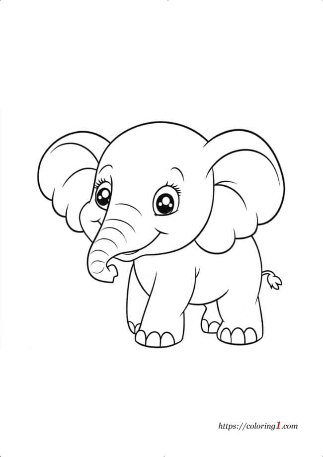 Disegno da colorare gratuito di un elefantino