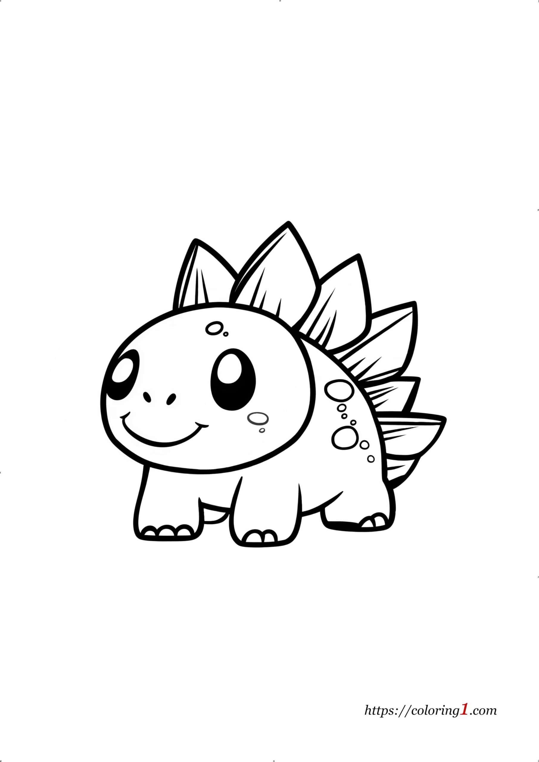 Baby Stegosaurus dinosaur free coloring page to children