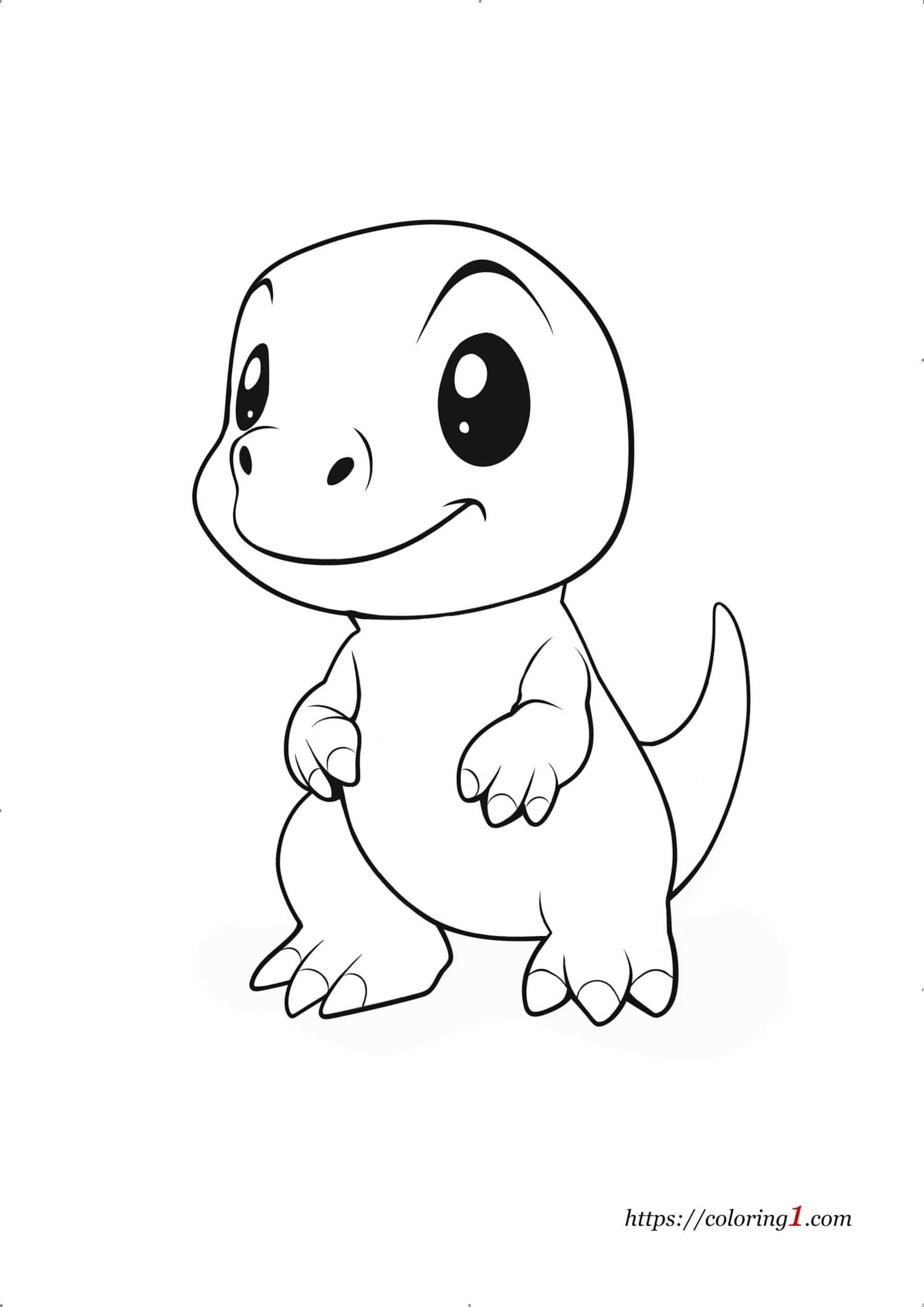 Baby T-Rex dinosaur coloring page for kids