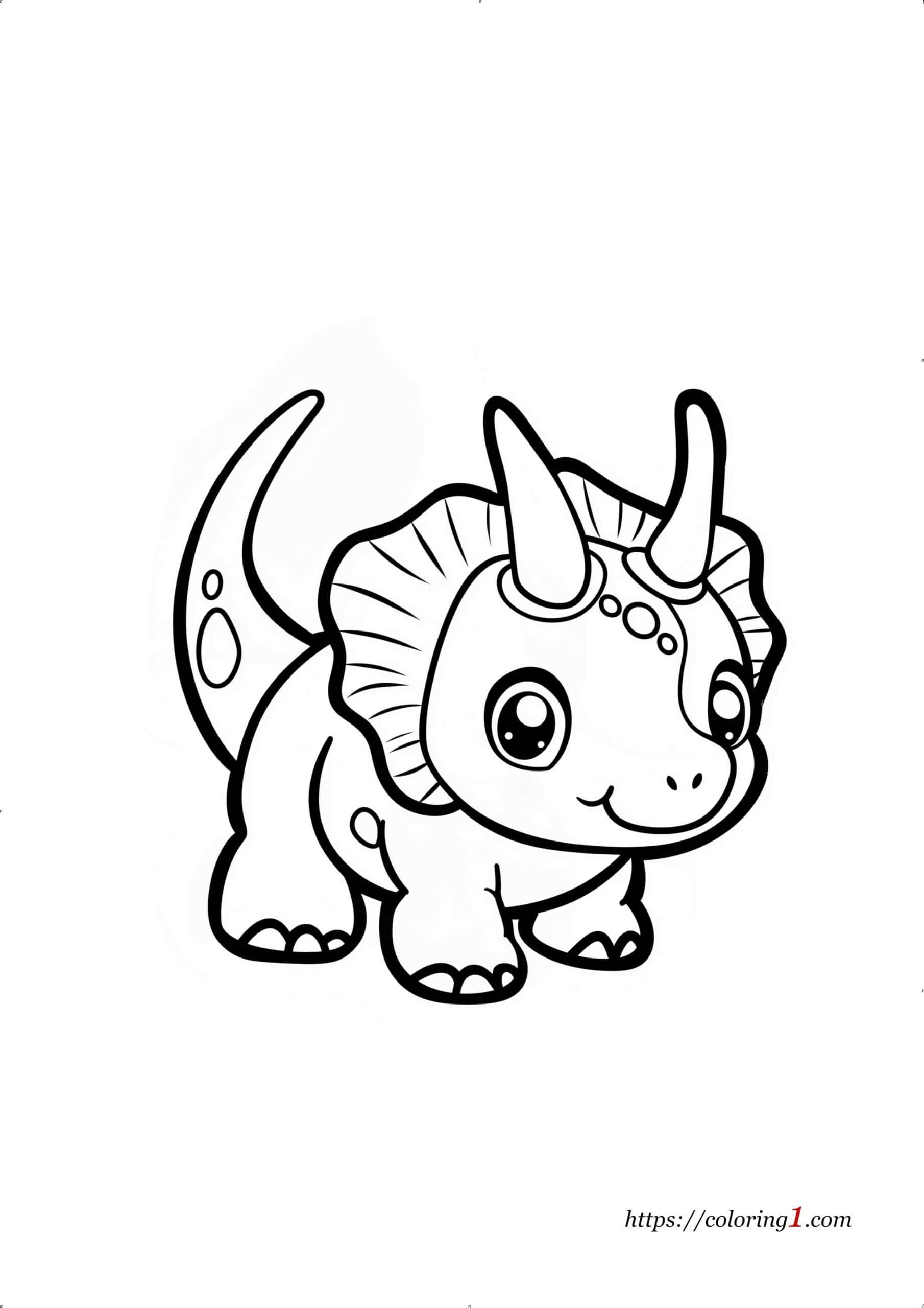 Baby Triceratops dinosaur coloring page for kids
