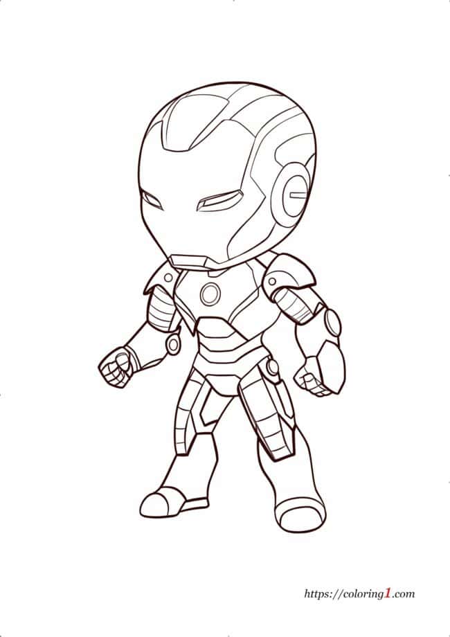 Chibi Iron Man coloring page for kids and adults