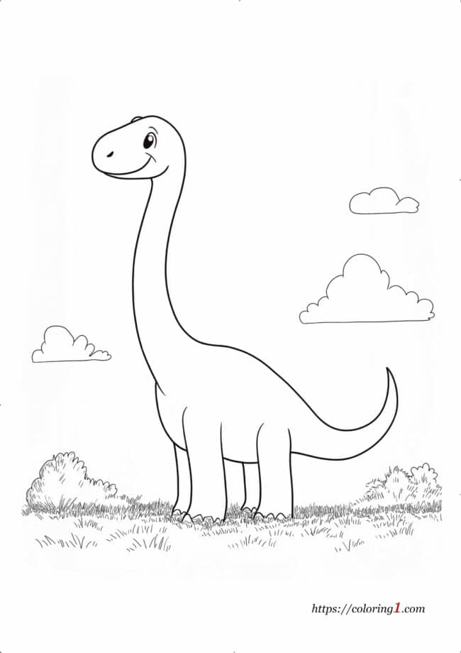 Cute Brachiosaurus free coloring page for girls and boys