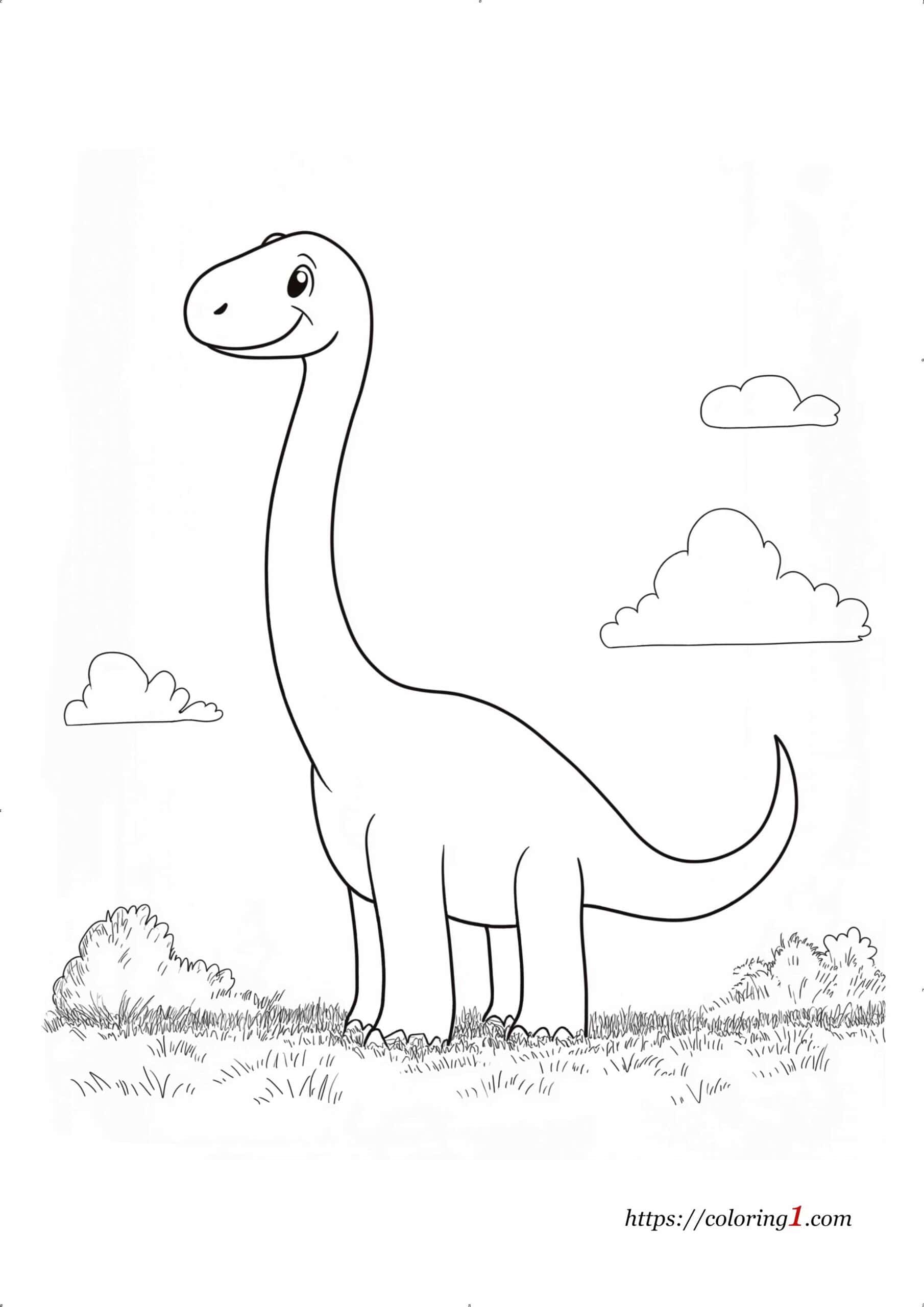 Cute Brachiosaurus free coloring page for girls and boys