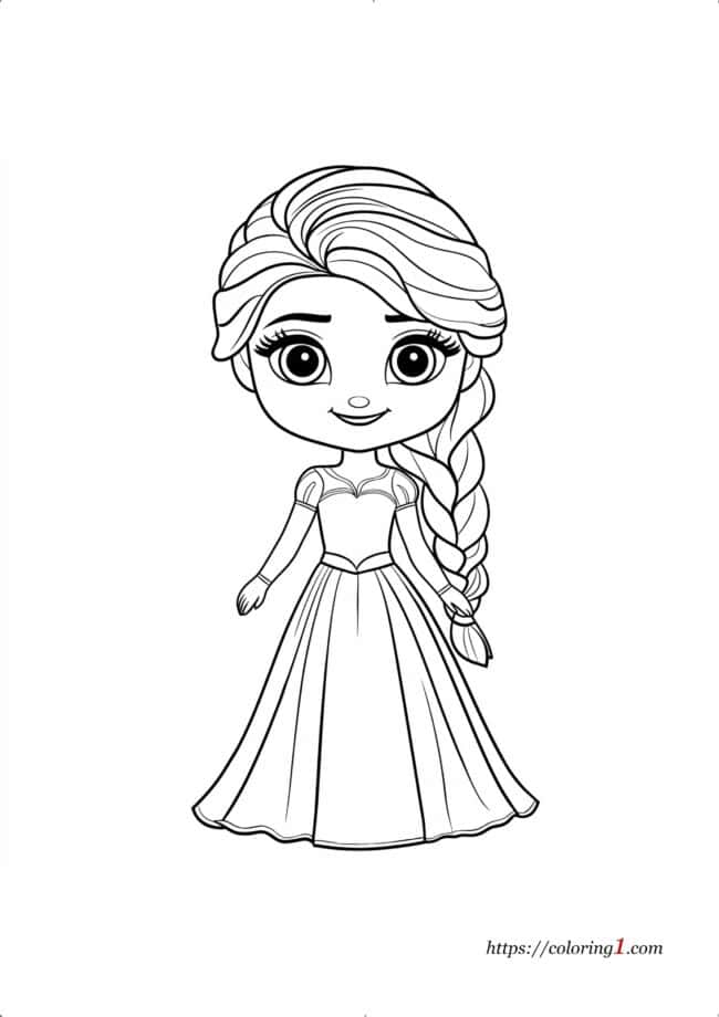 Cute Elsa Frozen Cute Elsa from Frozen free printable coloring page for kids