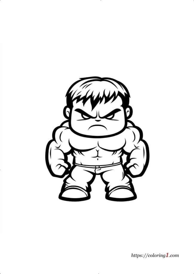 Cute Hulk Cute Hulk easy coloring page for kids